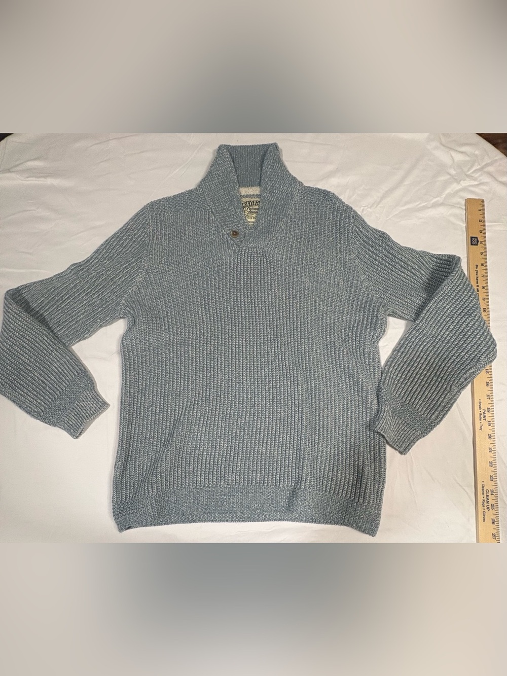 Grayers Light Blue Shawl Collar Ribbed Turtleneck Sweater
